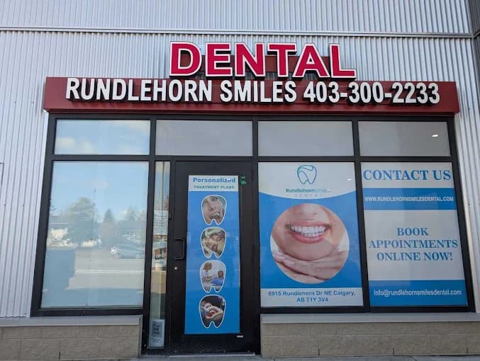 Storefront of Rundlehorn Smiles Dental at 6915 Rundlehorn Dr NE, Calgary